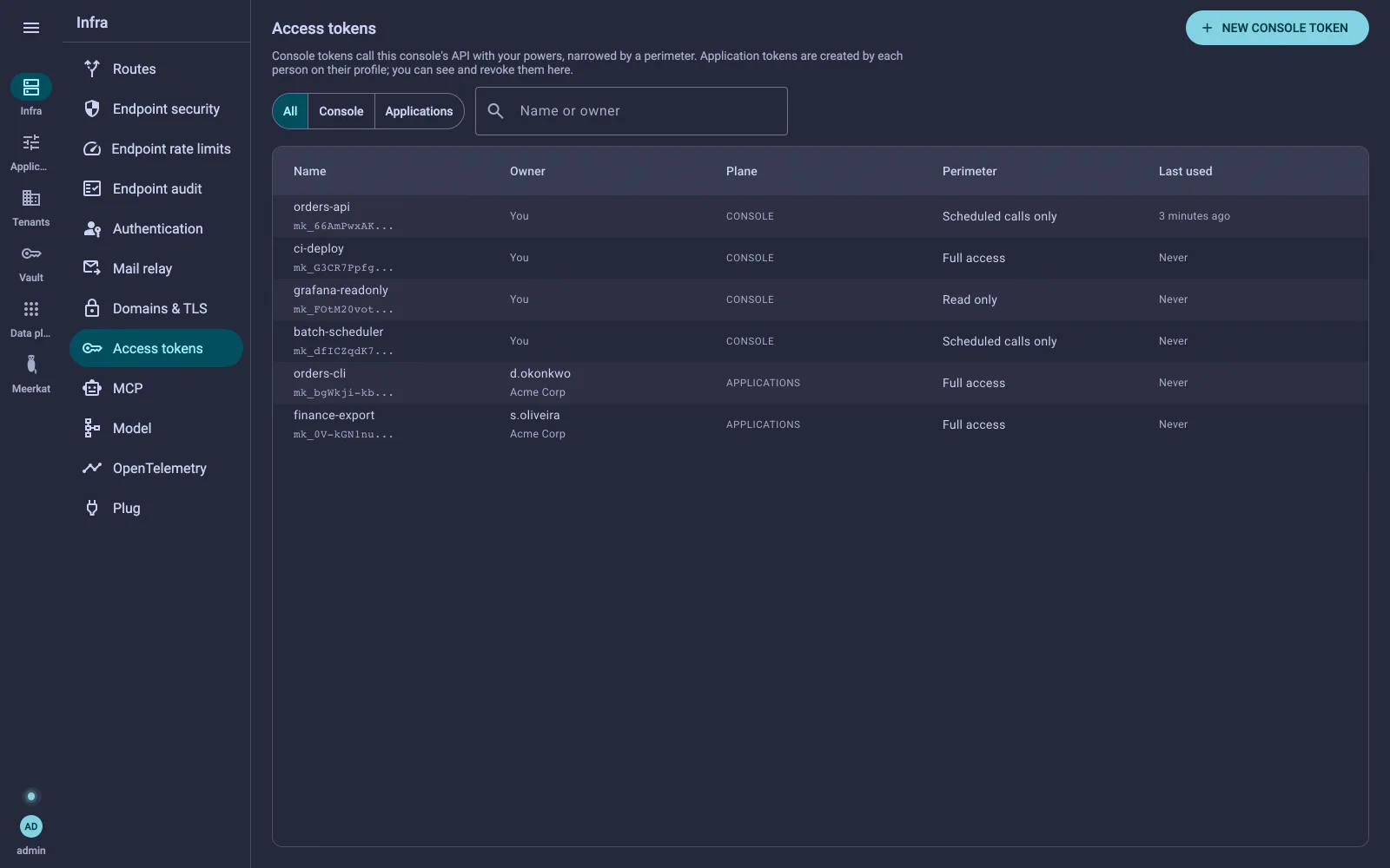 API tokens