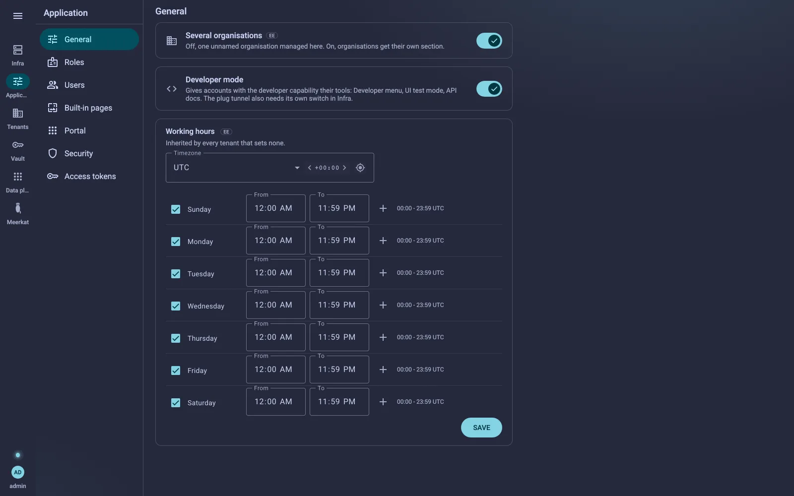 General settings