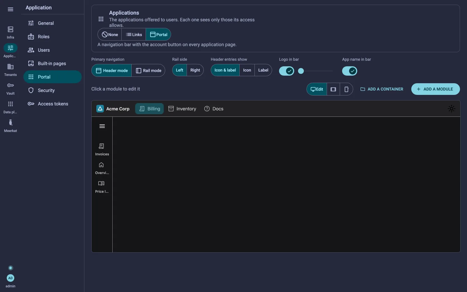 The portal editor