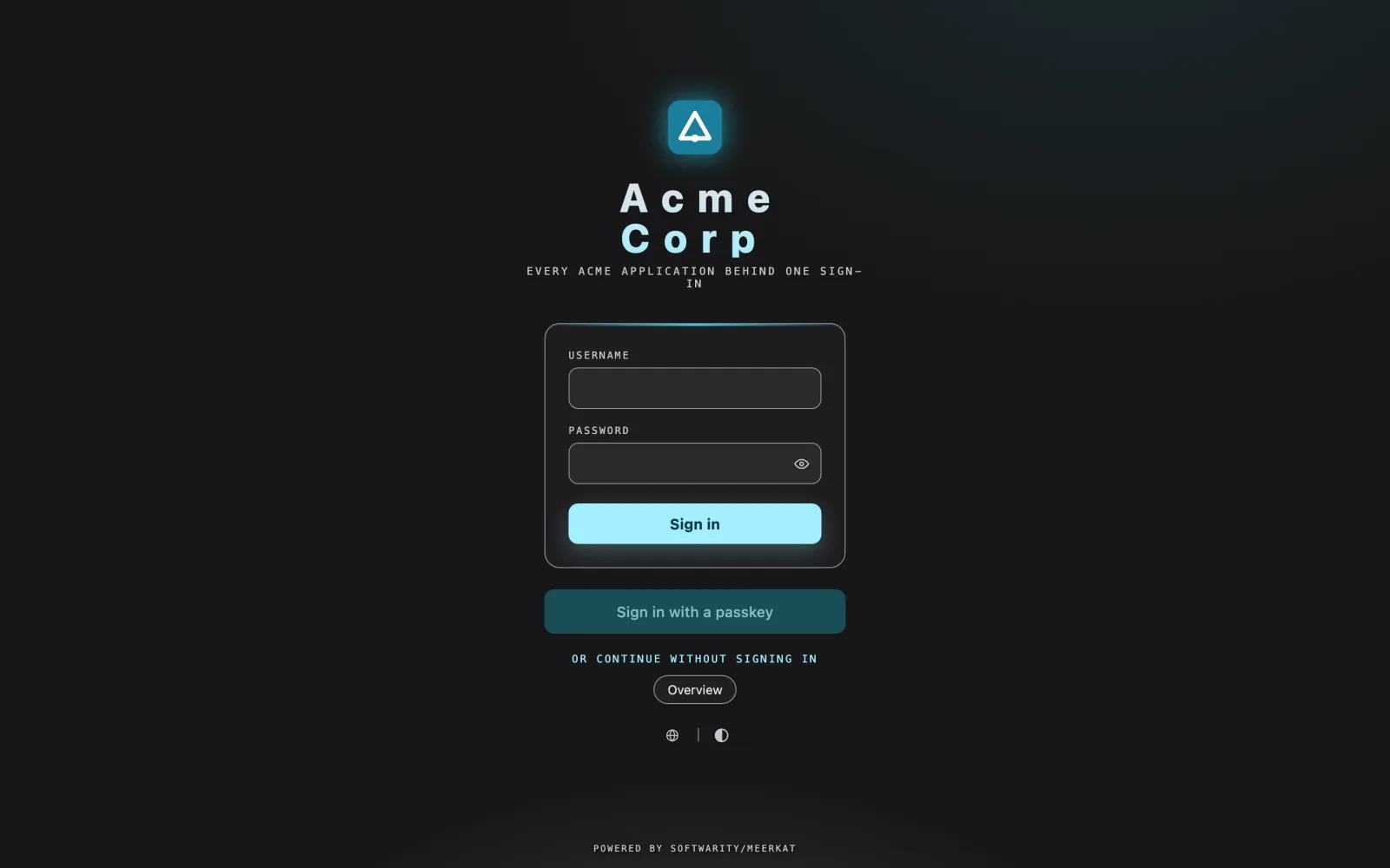 The sign-in page in dark